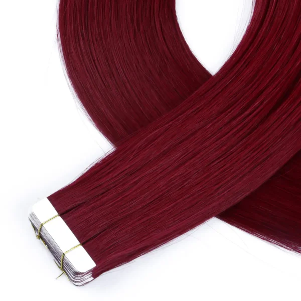 26" Tape-In Hair Extensions - #99J Deep/Wine Red - Image 4